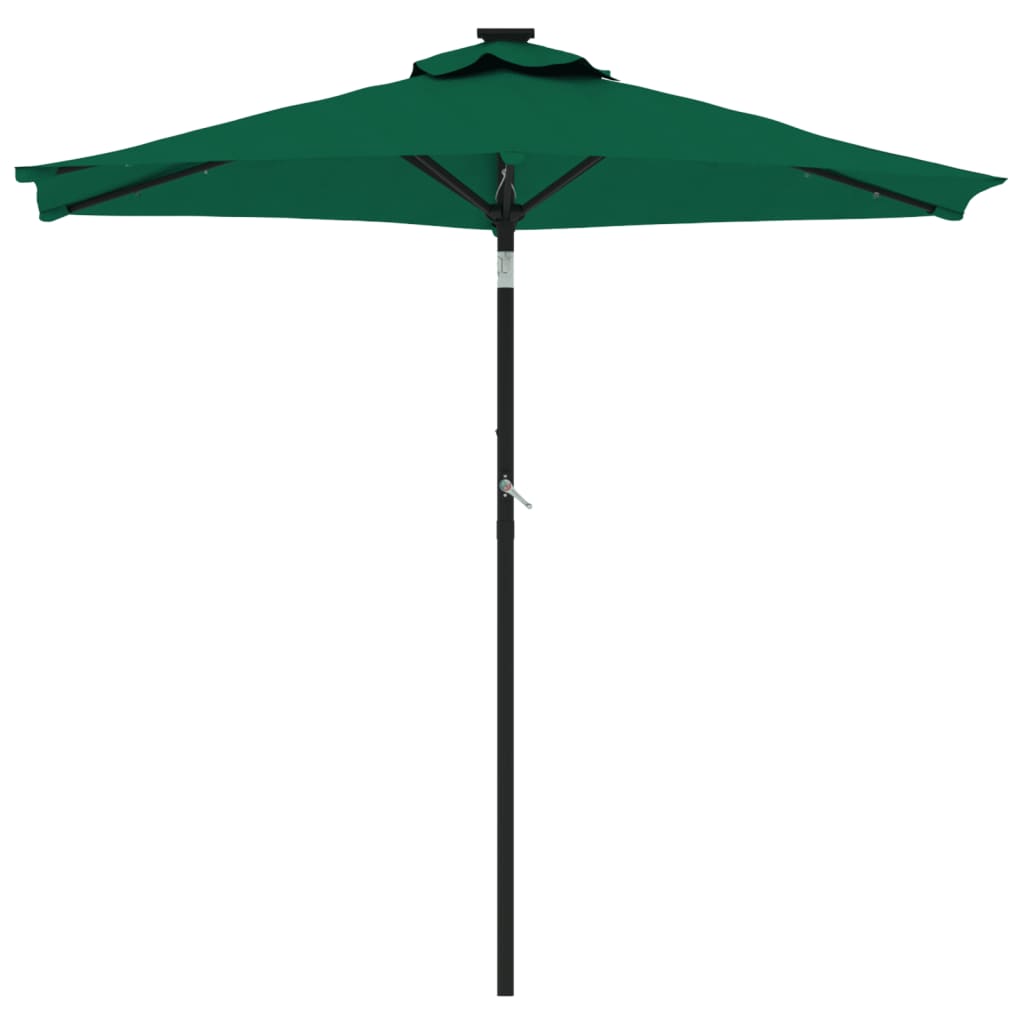vidaXL Umbrelă soare de grădină stâlp din oțel/LED verde 225x225x212cm vidaXL Umbrelă soare de grădină stâlp din oțel/LED verde 225x225x212cm