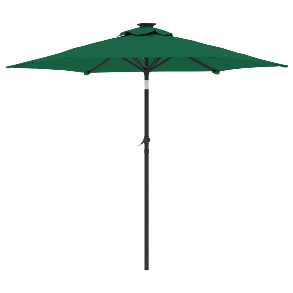 vidaXL Umbrelă soare de grădină stâlp din oțel/LED verde 225x225x212cm vidaXL Umbrelă soare de grădină stâlp din oțel/LED verde 225x225x212cm