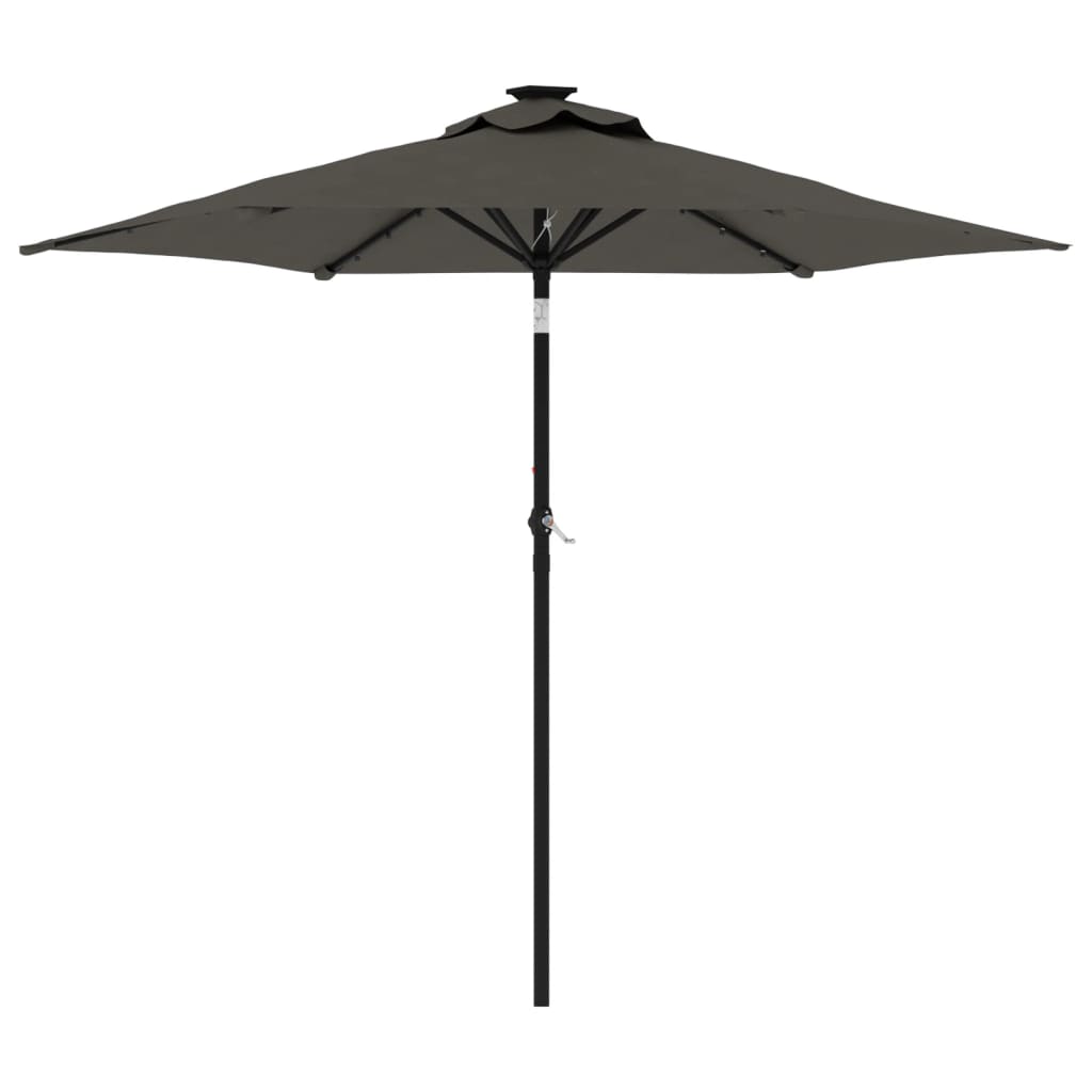 vidaXL Umbrelă soare grădină stâlp din oțel/LED antracit 225x225x212cm