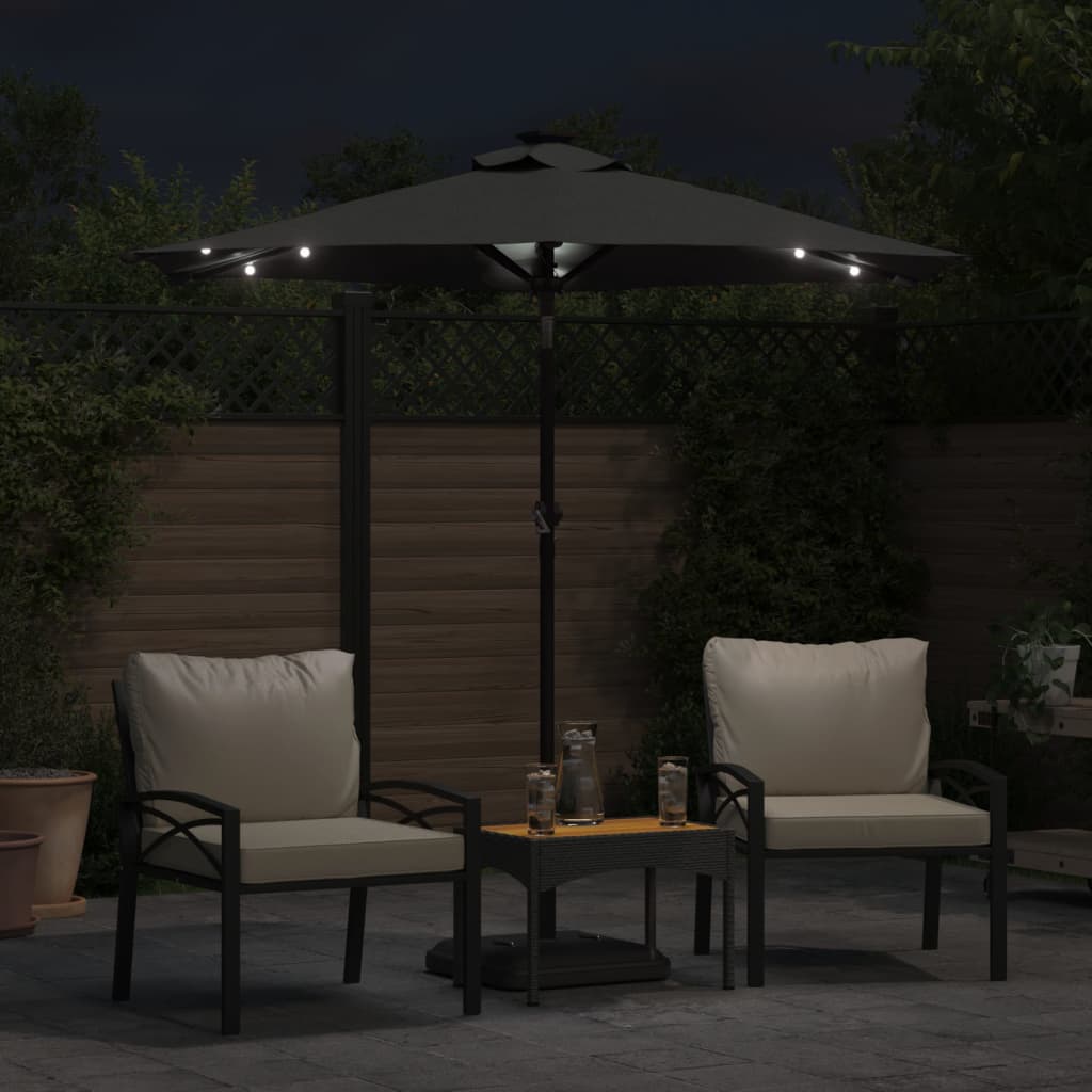 vidaXL Umbrelă soare grădină stâlp din oțel/LED antracit 225x225x212cm
