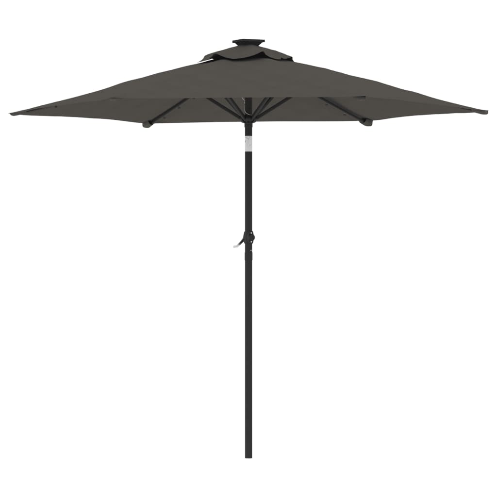 vidaXL Umbrelă soare grădină stâlp din oțel/LED antracit 225x225x212cm