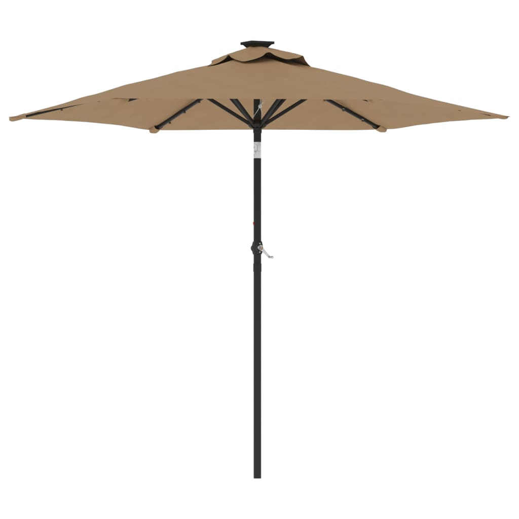 vidaXL Umbrelă soare de grădină stâlp din oțel/LED taupe 225x225x212cm vidaXL Umbrelă soare de grădină stâlp din oțel/LED taupe 225x225x212cm