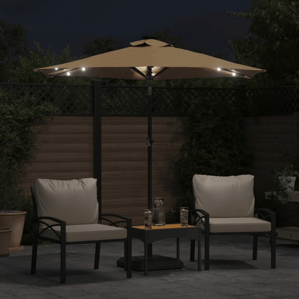 vidaXL Umbrelă soare de grădină stâlp din oțel/LED taupe 225x225x212cm vidaXL Umbrelă soare de grădină stâlp din oțel/LED taupe 225x225x212cm