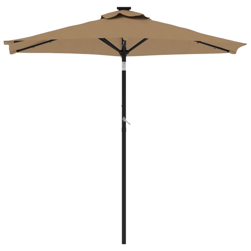 vidaXL Umbrelă soare de grădină stâlp din oțel/LED taupe 225x225x212cm vidaXL Umbrelă soare de grădină stâlp din oțel/LED taupe 225x225x212cm