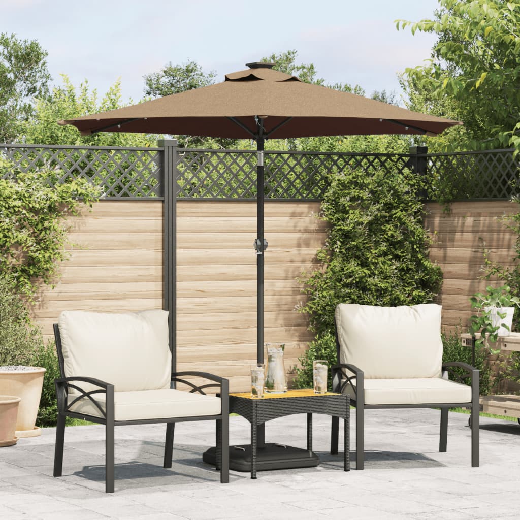 vidaXL Umbrelă soare de grădină stâlp din oțel/LED taupe 225x225x212cm vidaXL Umbrelă soare de grădină stâlp din oțel/LED taupe 225x225x212cm
