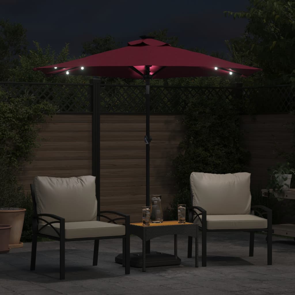 vidaXL Umbrelă soare de grădină stâlp din oțel/LED roșu 225x225x212cm