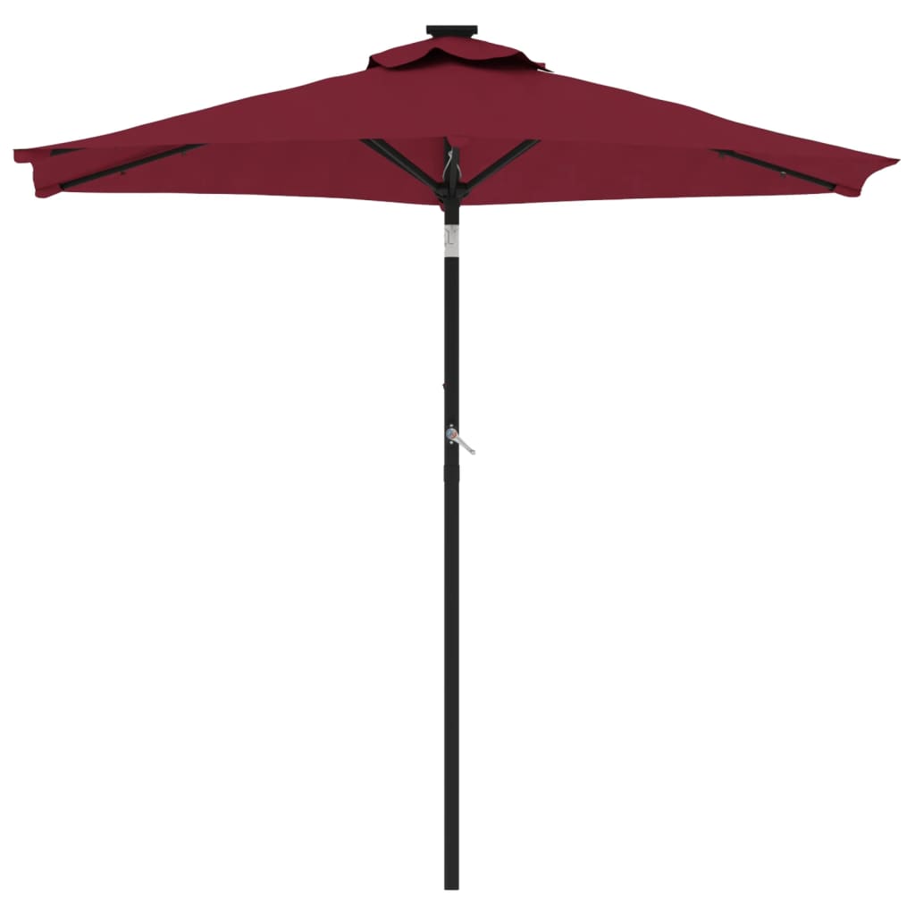 vidaXL Umbrelă soare de grădină stâlp din oțel/LED roșu 225x225x212cm