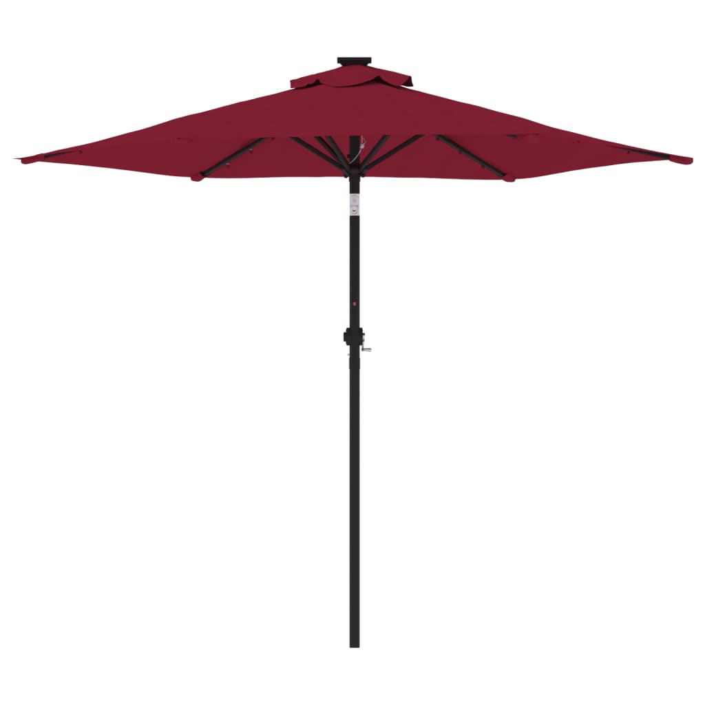 vidaXL Umbrelă soare de grădină stâlp din oțel/LED roșu 225x225x212cm
