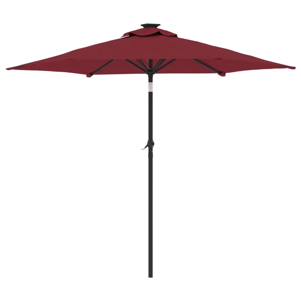 vidaXL Umbrelă soare de grădină stâlp din oțel/LED roșu 225x225x212cm