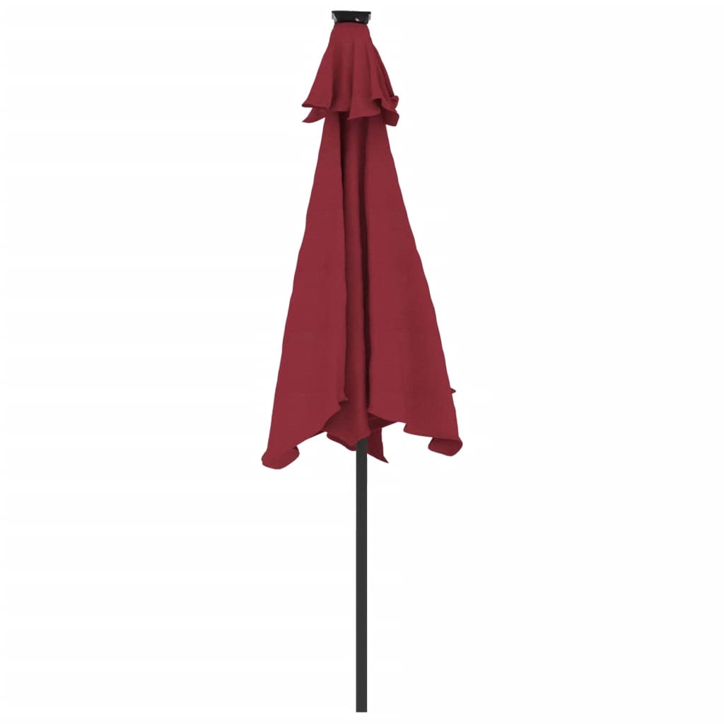 vidaXL Umbrelă soare de grădină stâlp din oțel/LED roșu 225x225x212cm
