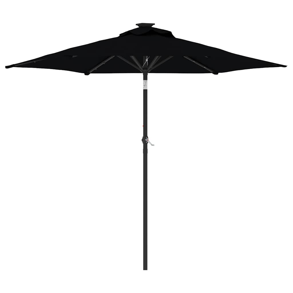vidaXL Umbrelă soare de grădină stâlp din oțel/LED negru 225x225x212cm