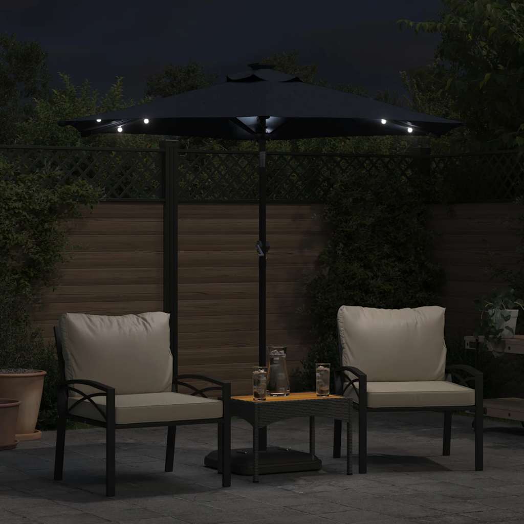 vidaXL Umbrelă soare de grădină stâlp din oțel/LED negru 225x225x212cm