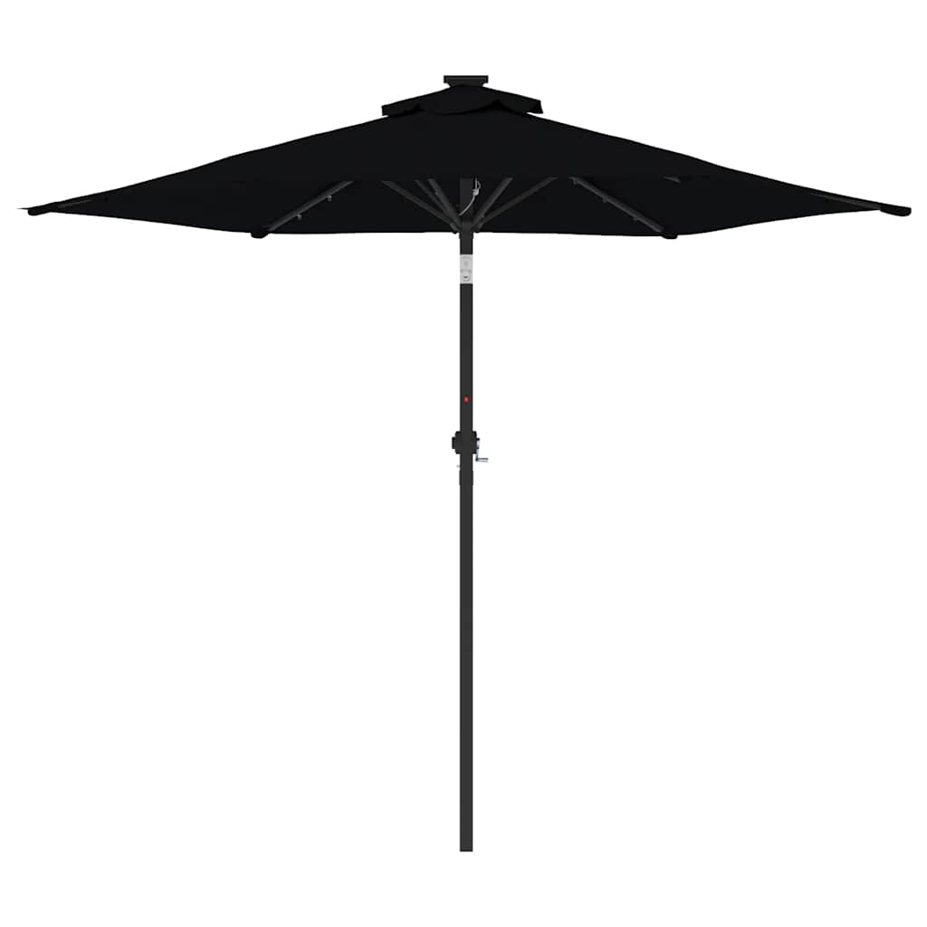 vidaXL Umbrelă soare de grădină stâlp din oțel/LED negru 225x225x212cm