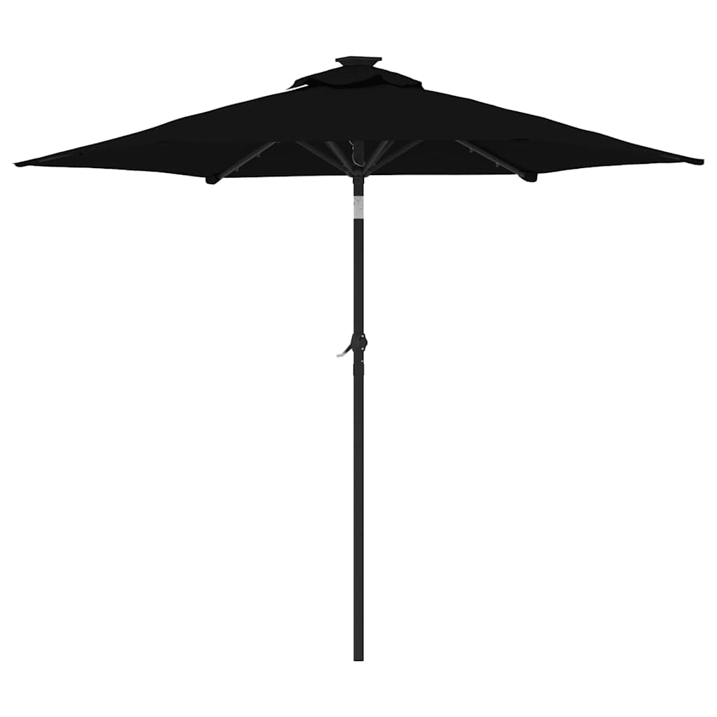vidaXL Umbrelă soare de grădină stâlp din oțel/LED negru 225x225x212cm