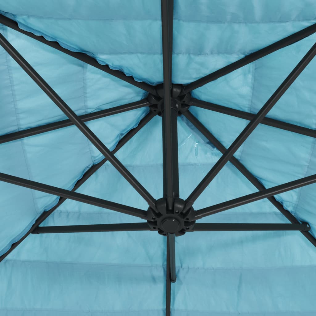 vidaXL Umbrelă soare de grădină stâlp din oțel, albastru 324x324x247cm vidaXL Umbrelă soare de grădină stâlp din oțel, albastru 324x324x247cm