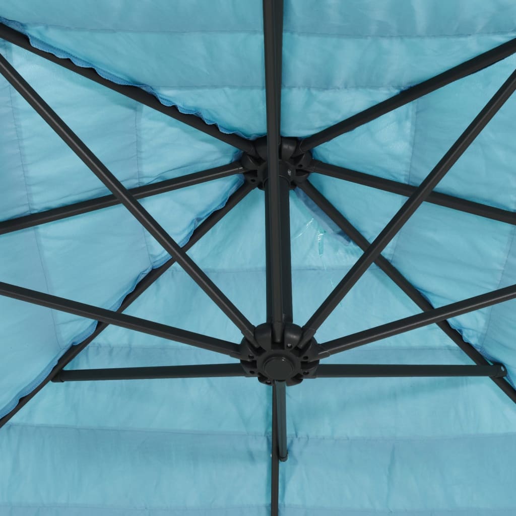 vidaXL Umbrelă soare de grădină stâlp din oțel, albastru 388x388x248cm vidaXL Umbrelă soare de grădină stâlp din oțel, albastru 388x388x248cm
