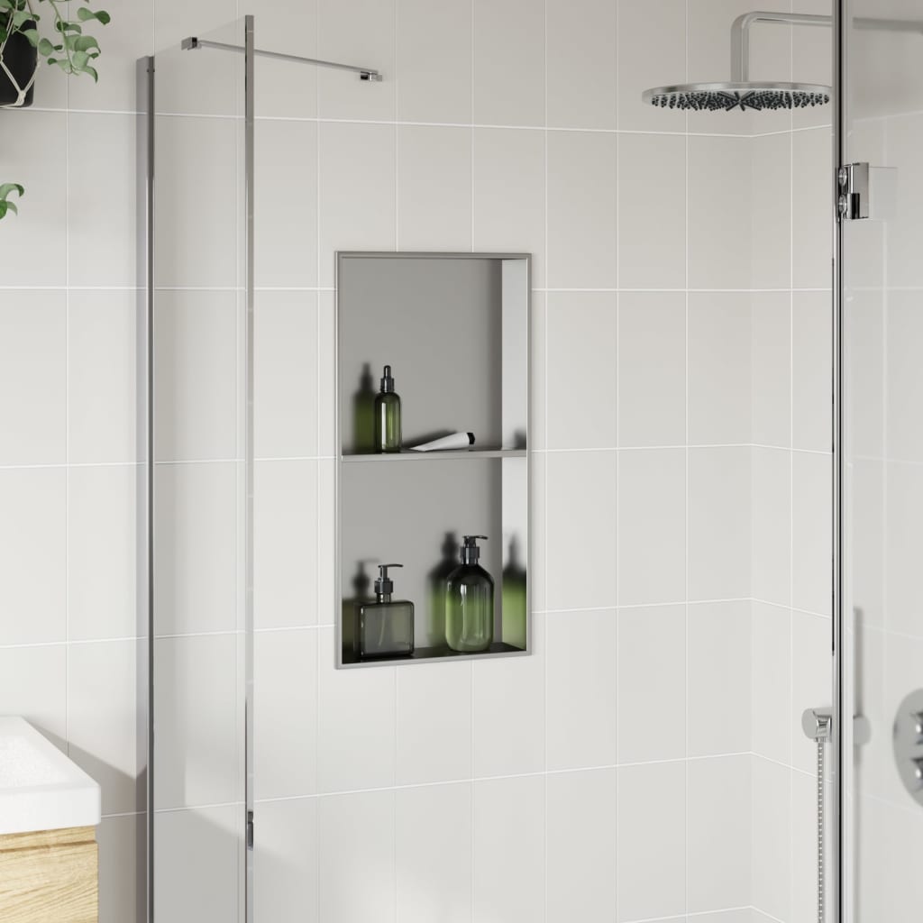 vidaXL Nișă de duș, argintiu periat, 32x62x9 cm, oțel inoxidabil vidaXL Nișă de duș, argintiu periat, 32x62x9 cm, oțel inoxidabil