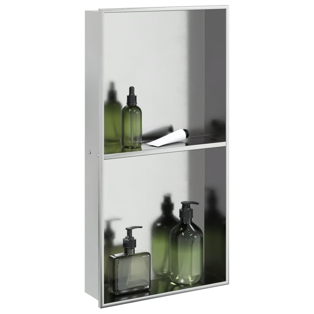 vidaXL Nișă de duș, argintiu periat, 32x62x9 cm, oțel inoxidabil vidaXL Nișă de duș, argintiu periat, 32x62x9 cm, oțel inoxidabil