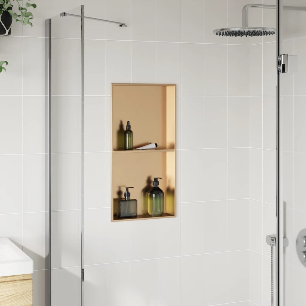 vidaXL Nișă de duș, auriu periat, 32x62x9 cm, oțel inoxidabil vidaXL Nișă de duș, auriu periat, 32x62x9 cm, oțel inoxidabil