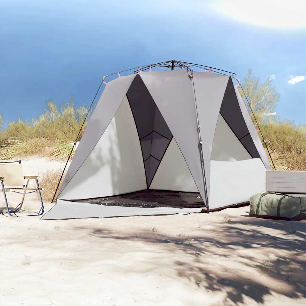 vidaXL Cort camping 4 persoane gri impermeabil setare rapidă