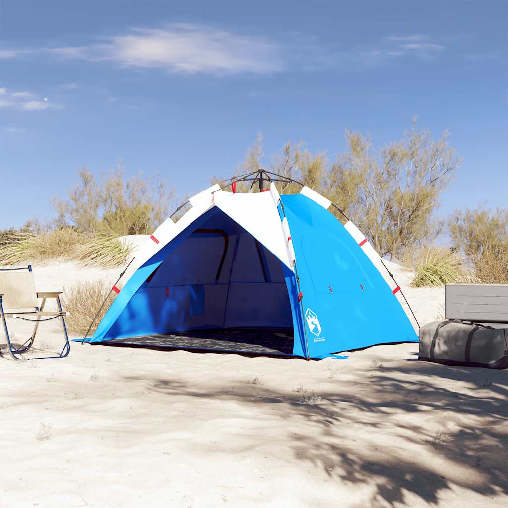 vidaXL Cort camping 3 persoane albastru azur impermeabil setare rapidă vidaXL Cort camping 3 persoane albastru azur impermeabil setare rapidă