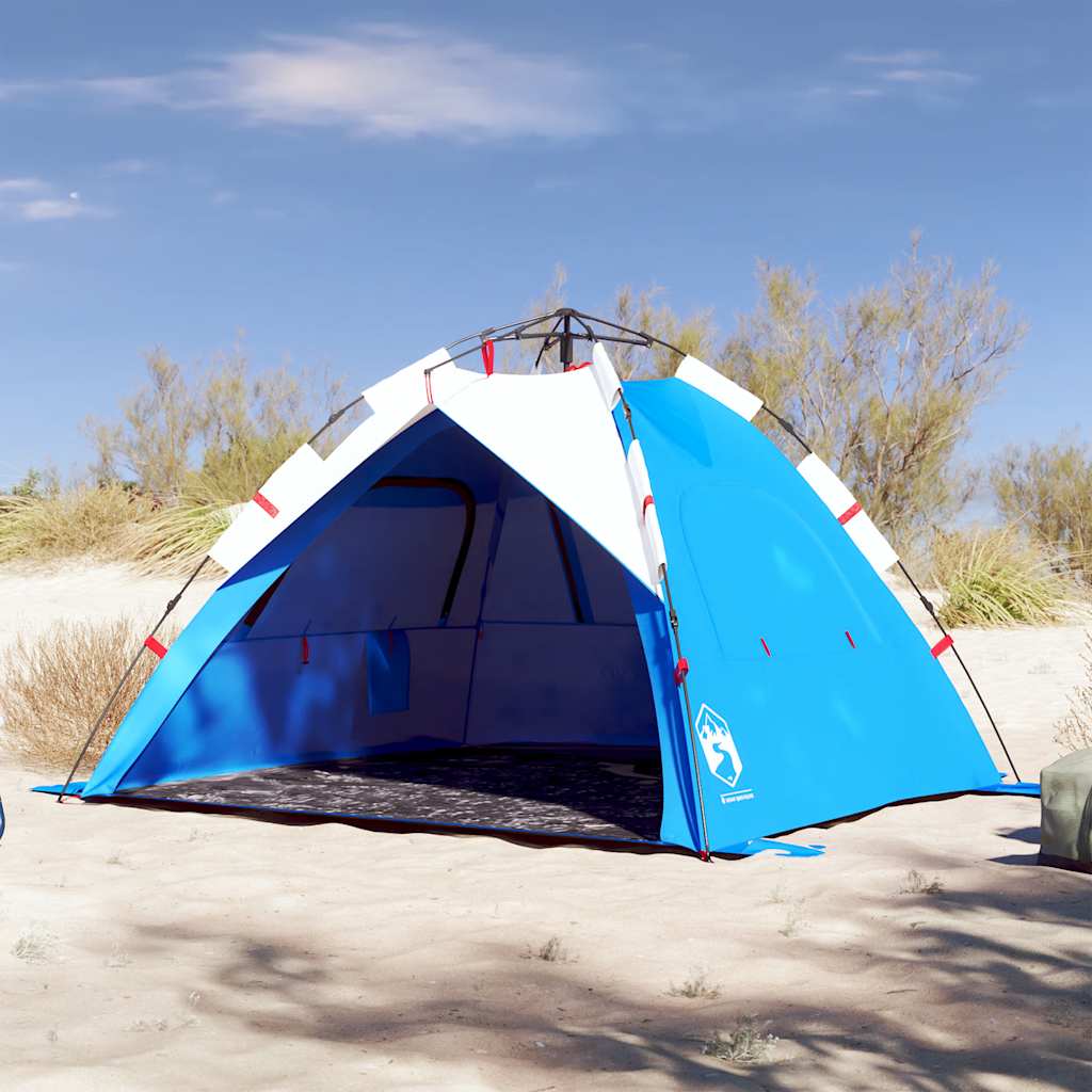 vidaXL Cort camping 3 persoane albastru azur impermeabil setare rapidă vidaXL Cort camping 3 persoane albastru azur impermeabil setare rapidă