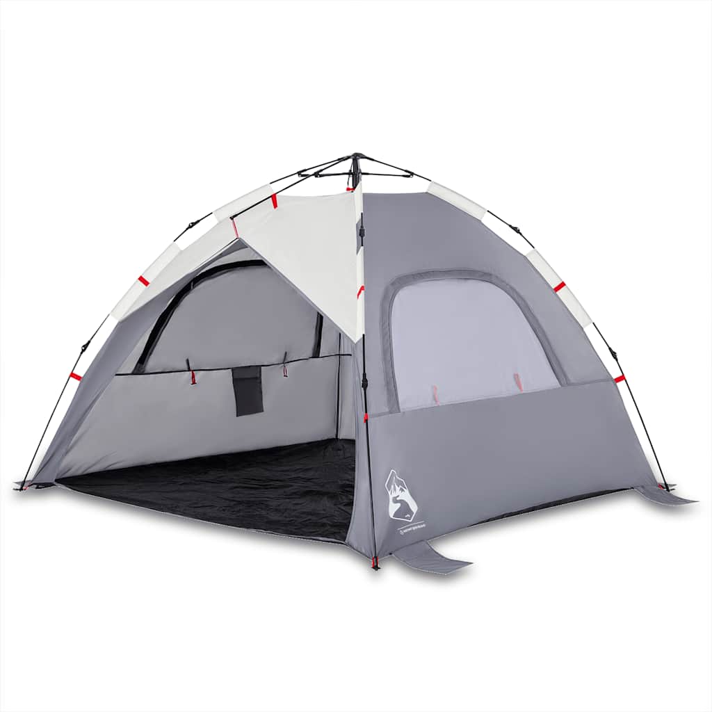 vidaXL Cort camping 3 persoane gri impermeabil setare rapidă