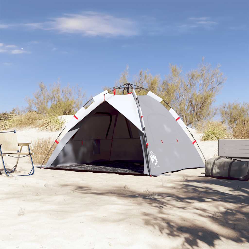 vidaXL Cort camping 3 persoane gri impermeabil setare rapidă