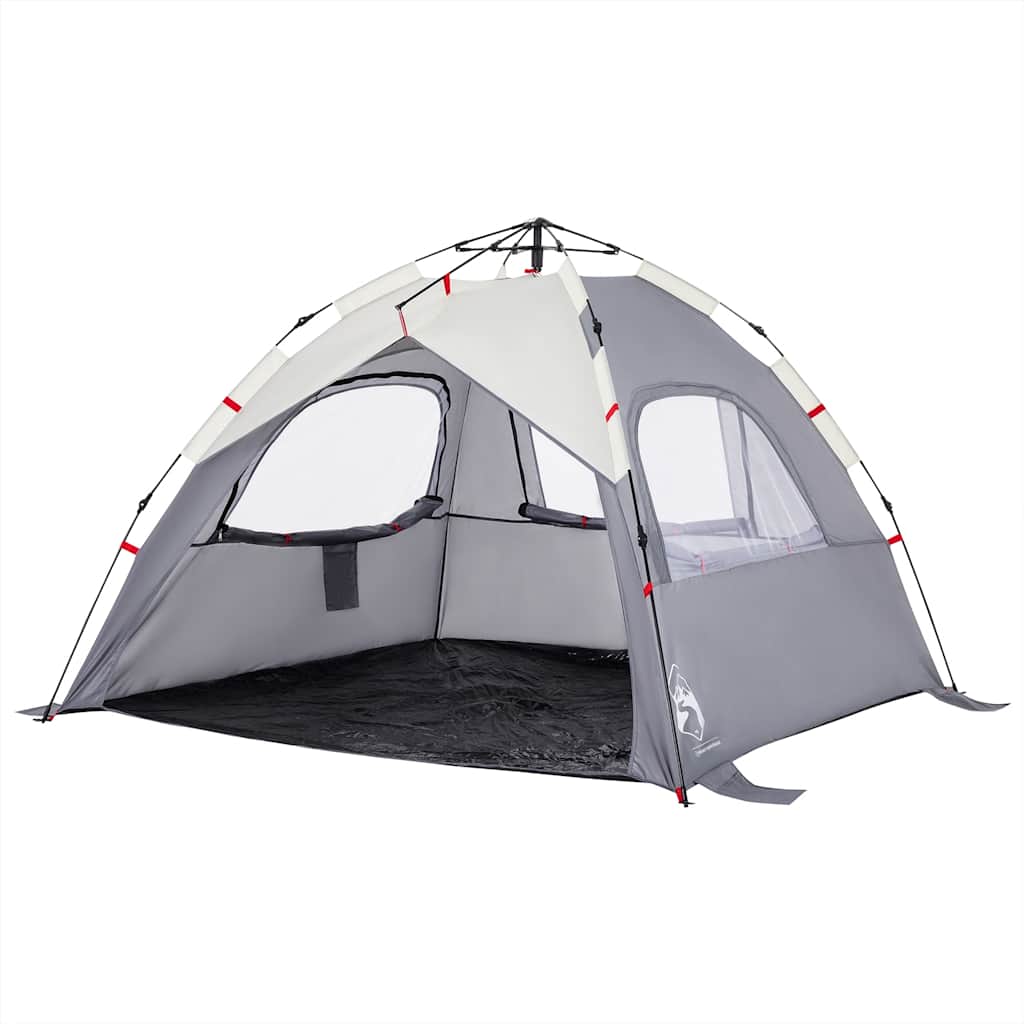 vidaXL Cort camping 3 persoane gri impermeabil setare rapidă