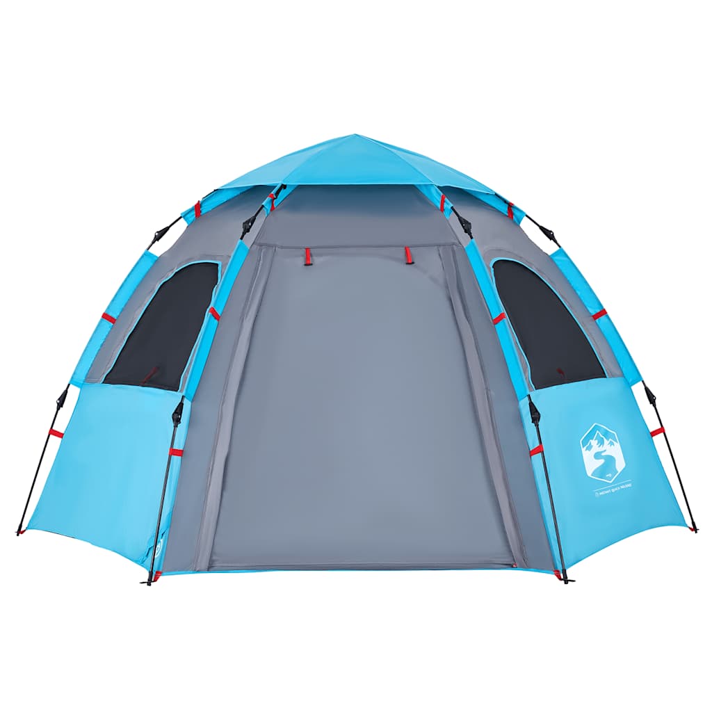 vidaXL Cort de camping cabană 4 persoane albastru cu eliberare rapidă vidaXL Cort de camping cabană 4 persoane albastru cu eliberare rapidă