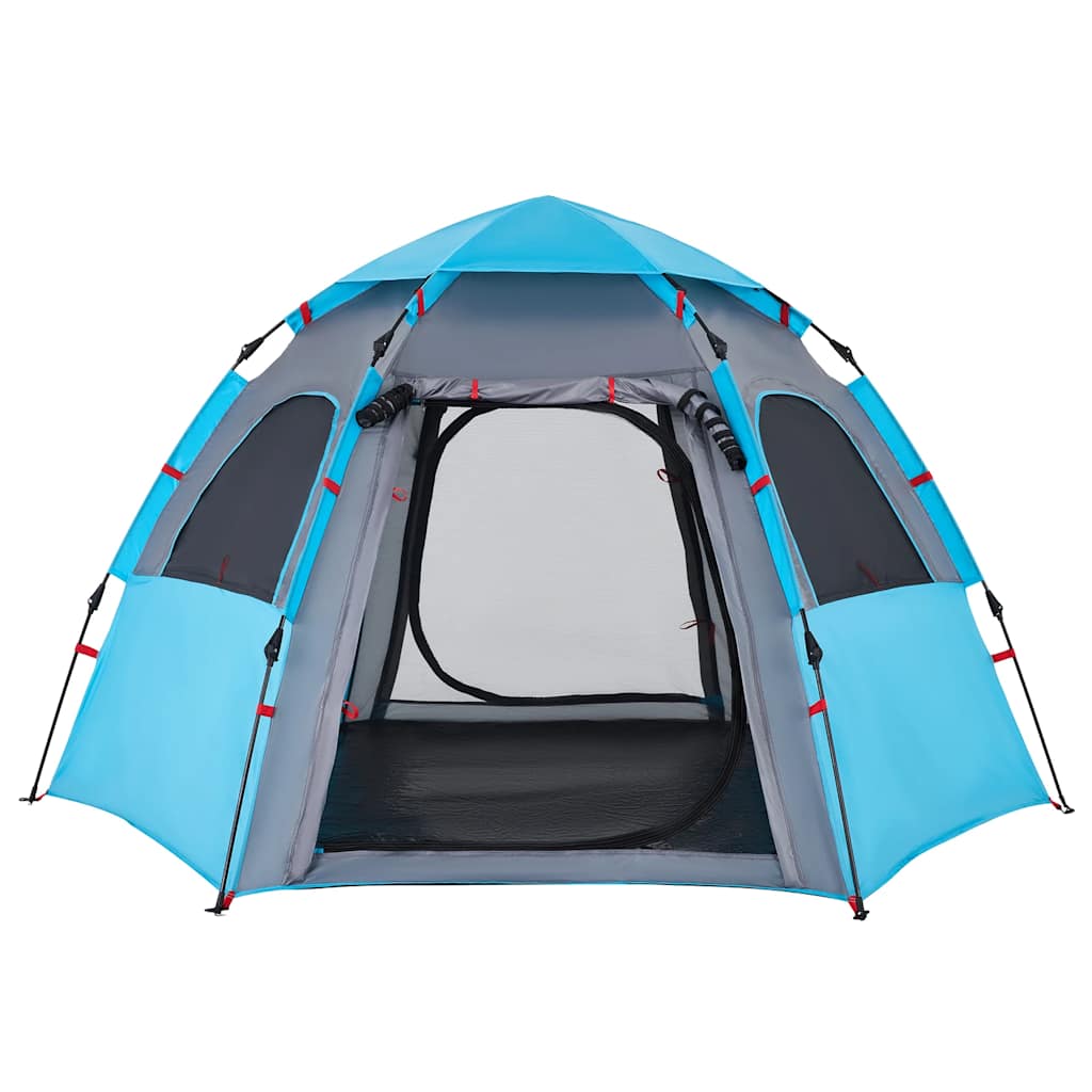 vidaXL Cort de camping cabană 4 persoane albastru cu eliberare rapidă vidaXL Cort de camping cabană 4 persoane albastru cu eliberare rapidă