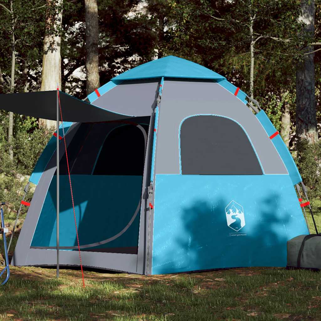 vidaXL Cort de camping cabană 4 persoane albastru cu eliberare rapidă vidaXL Cort de camping cabană 4 persoane albastru cu eliberare rapidă