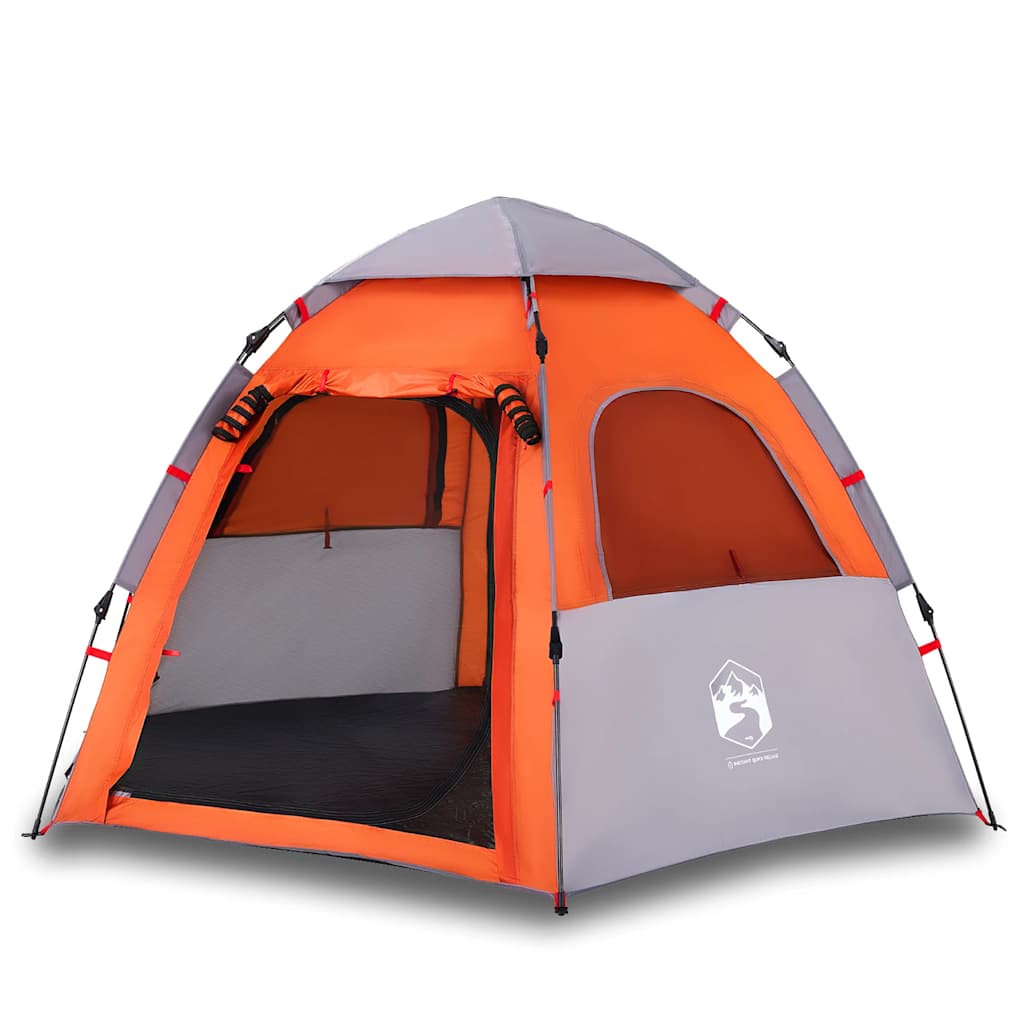 vidaXL Cort camping cabană 4 persoane gri/portocaliu setare rapidă vidaXL Cort camping cabană 4 persoane gri/portocaliu setare rapidă