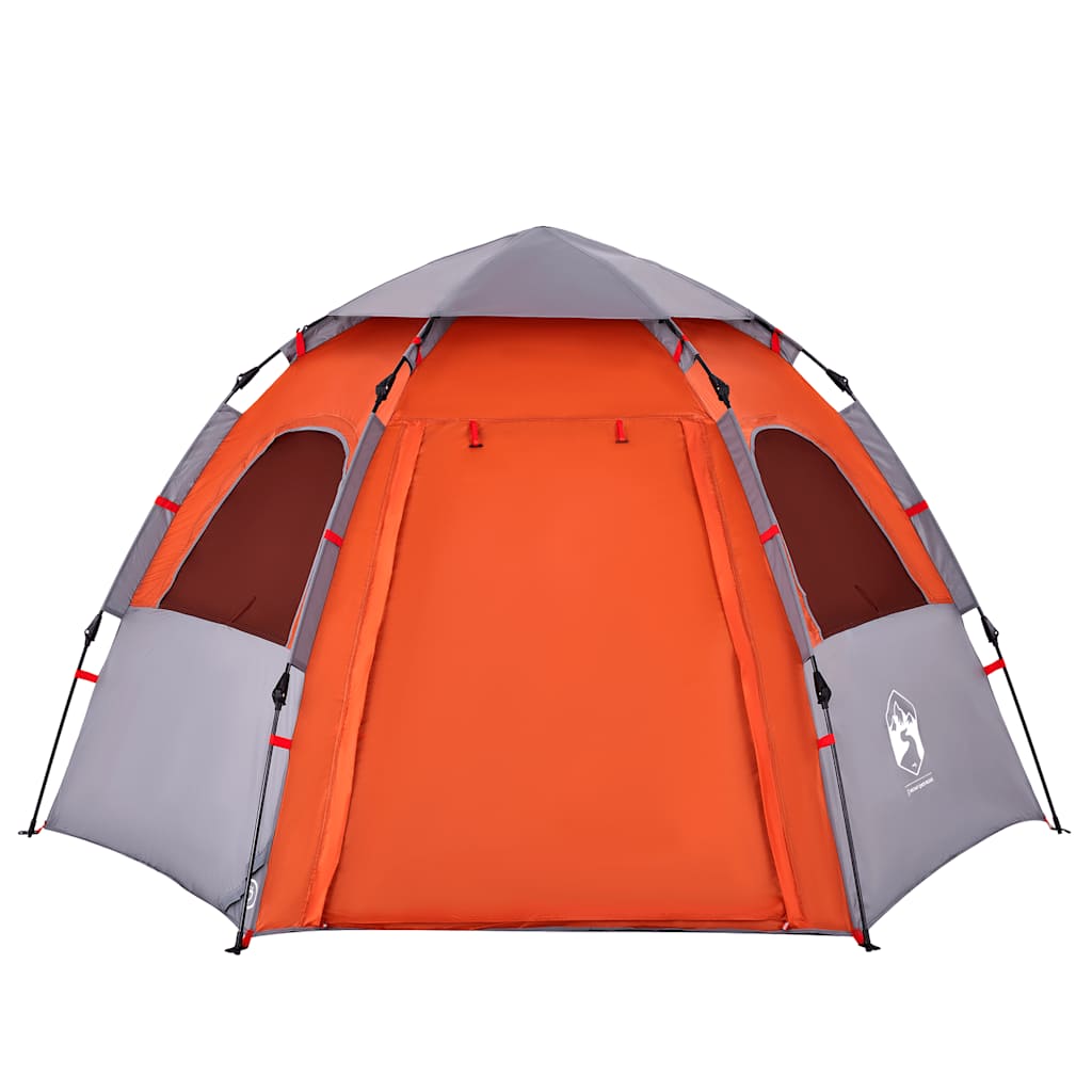 vidaXL Cort camping cabană 4 persoane gri/portocaliu setare rapidă vidaXL Cort camping cabană 4 persoane gri/portocaliu setare rapidă