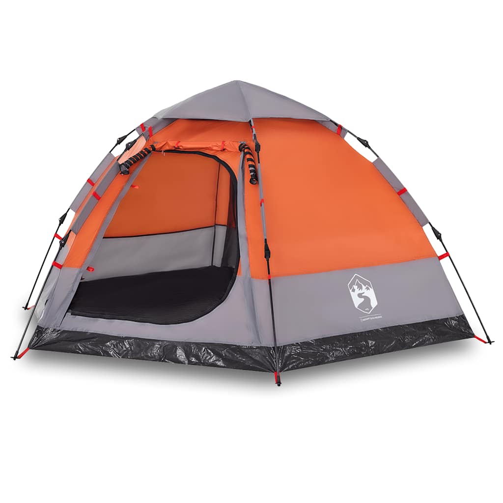 vidaXL Cort camping cabană 4 persoane gri/portocaliu setare rapidă vidaXL Cort camping cabană 4 persoane gri/portocaliu setare rapidă