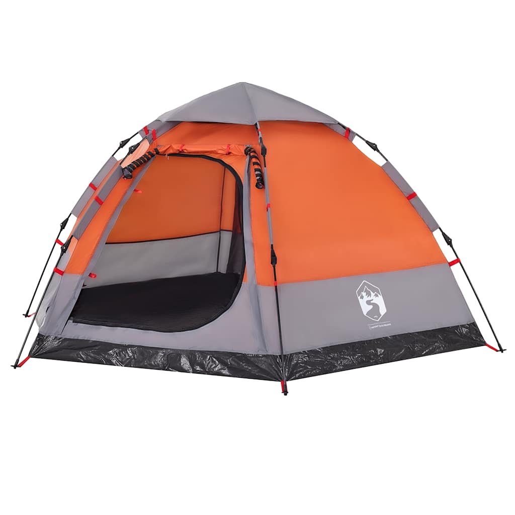 vidaXL Cort camping cabană 4 persoane gri/portocaliu setare rapidă vidaXL Cort camping cabană 4 persoane gri/portocaliu setare rapidă