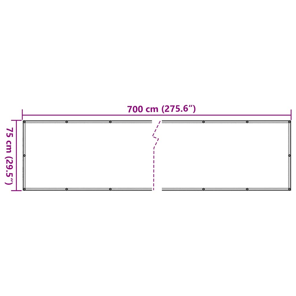 vidaXL Paravan de balcon, gri, 700x75 cm, PVC vidaXL Paravan de balcon, gri, 700x75 cm, PVC