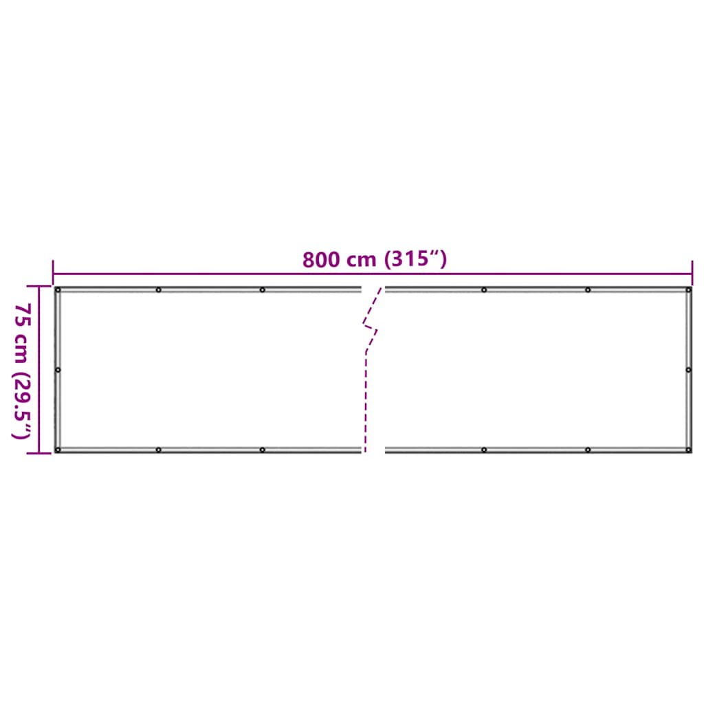 vidaXL Paravan de balcon, crem, 800x75 cm, PVC vidaXL Paravan de balcon, crem, 800x75 cm, PVC