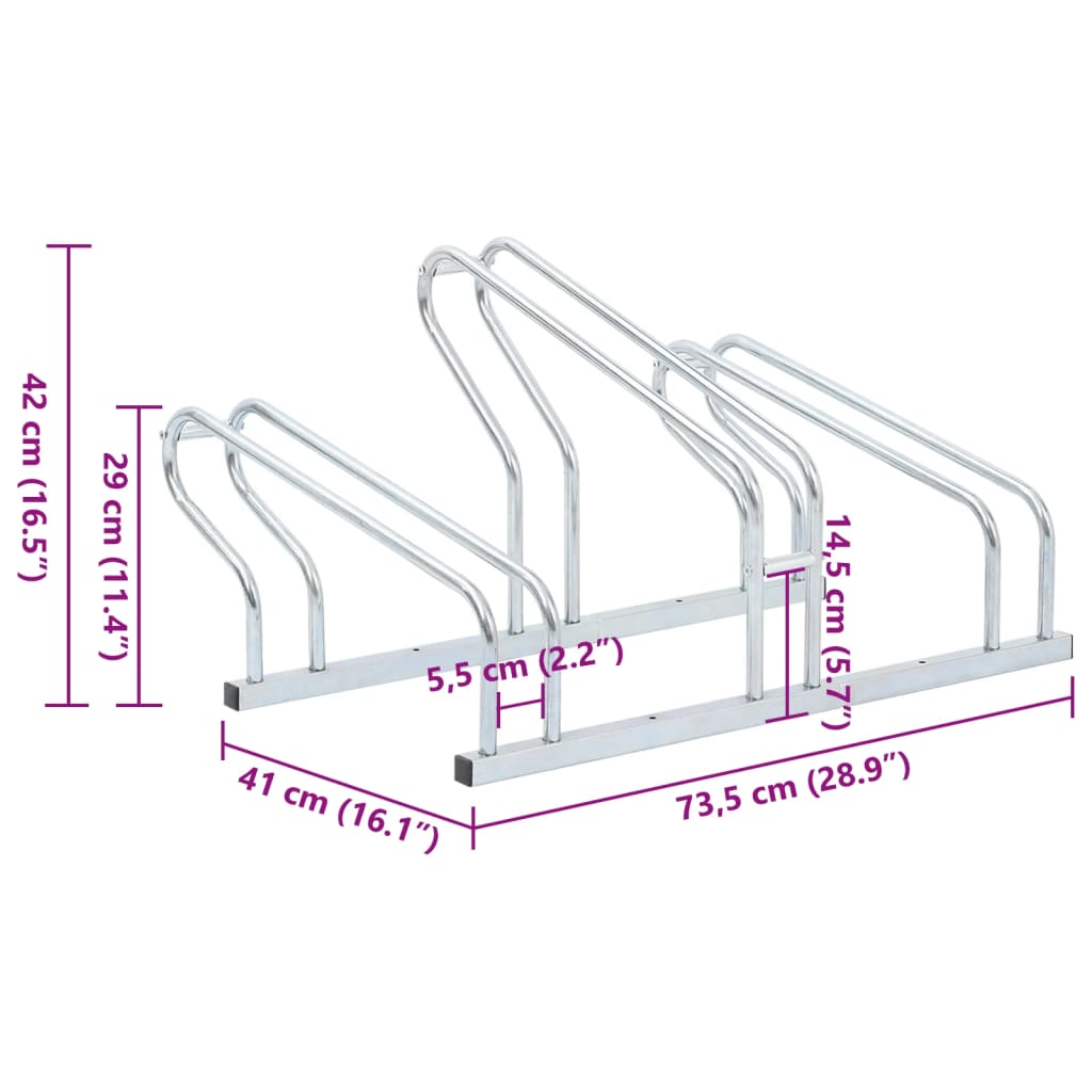 vidaXL Suport de sine stătător pentru 3 biciclete, oțel galvanizat vidaXL Suport de sine stătător pentru 3 biciclete, oțel galvanizat