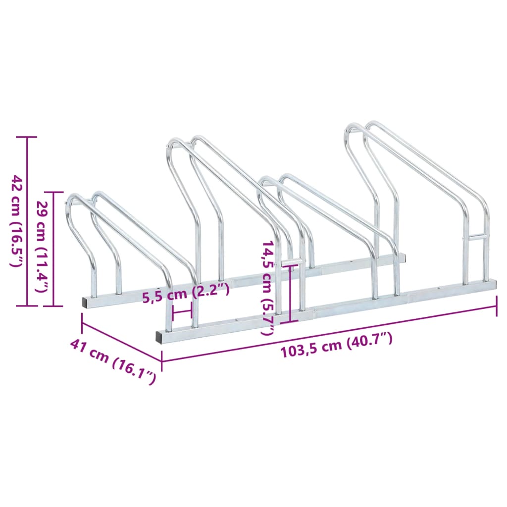 vidaXL Suport de sine stătător pentru 4 biciclete, oțel galvanizat vidaXL Suport de sine stătător pentru 4 biciclete, oțel galvanizat