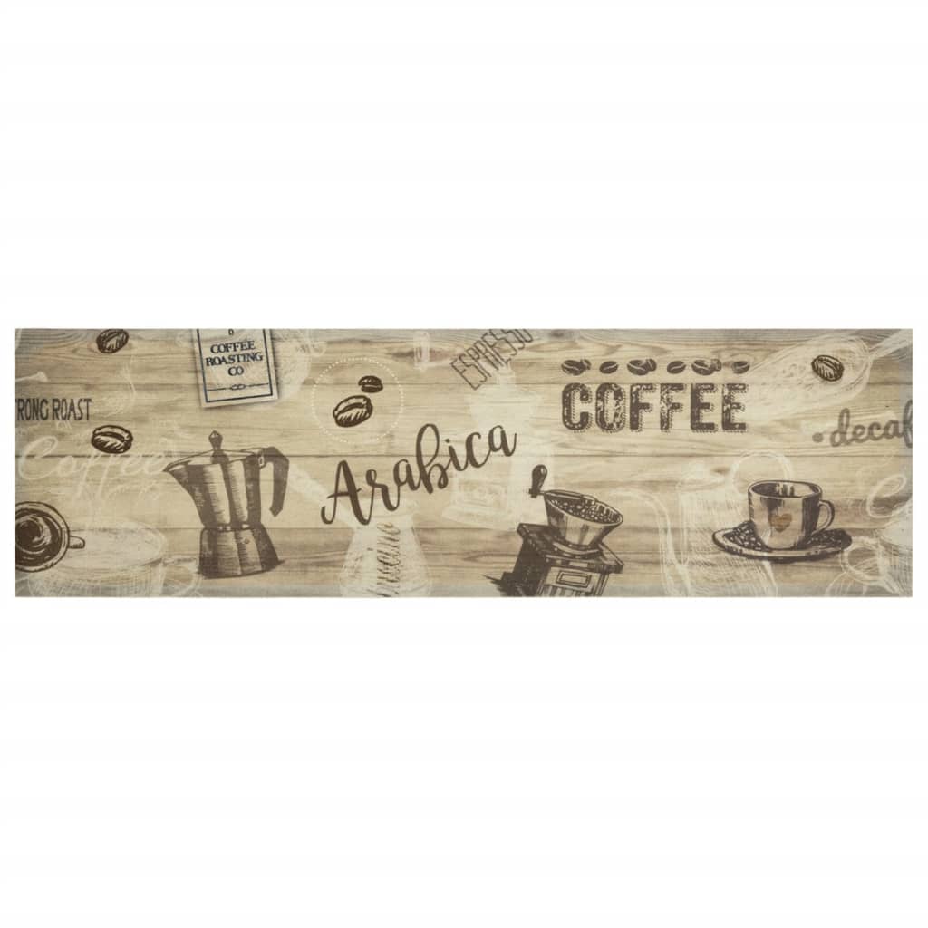 vidaXL Covor de bucătărie lavabil Coffee, maro, 45x150 cm, catifea vidaXL Covor de bucătărie lavabil Coffee, maro, 45x150 cm, catifea