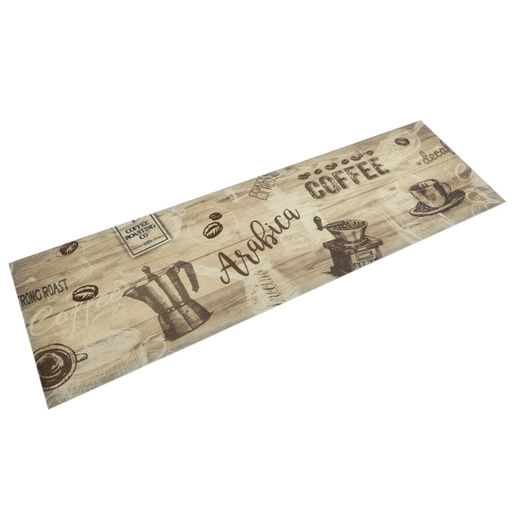 vidaXL Covor de bucătărie lavabil Coffee, maro, 45x150 cm, catifea vidaXL Covor de bucătărie lavabil Coffee, maro, 45x150 cm, catifea