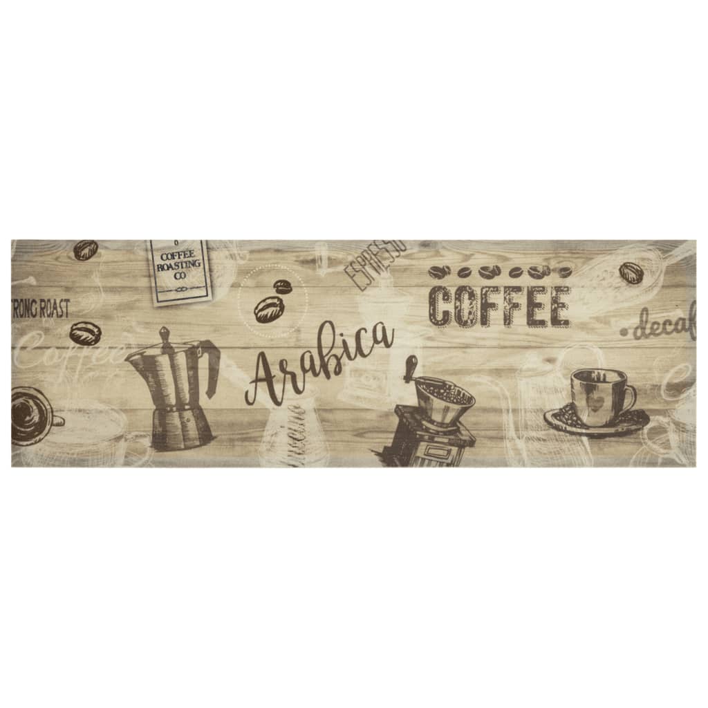 vidaXL Covor de bucătărie lavabil Coffee, maro, 60x180 cm, catifea vidaXL Covor de bucătărie lavabil Coffee, maro, 60x180 cm, catifea