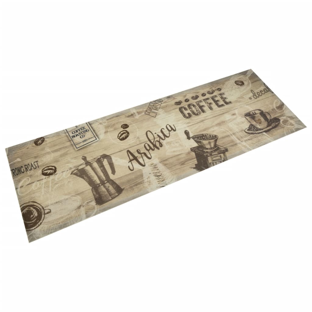 vidaXL Covor de bucătărie lavabil Coffee, maro, 60x180 cm, catifea vidaXL Covor de bucătărie lavabil Coffee, maro, 60x180 cm, catifea