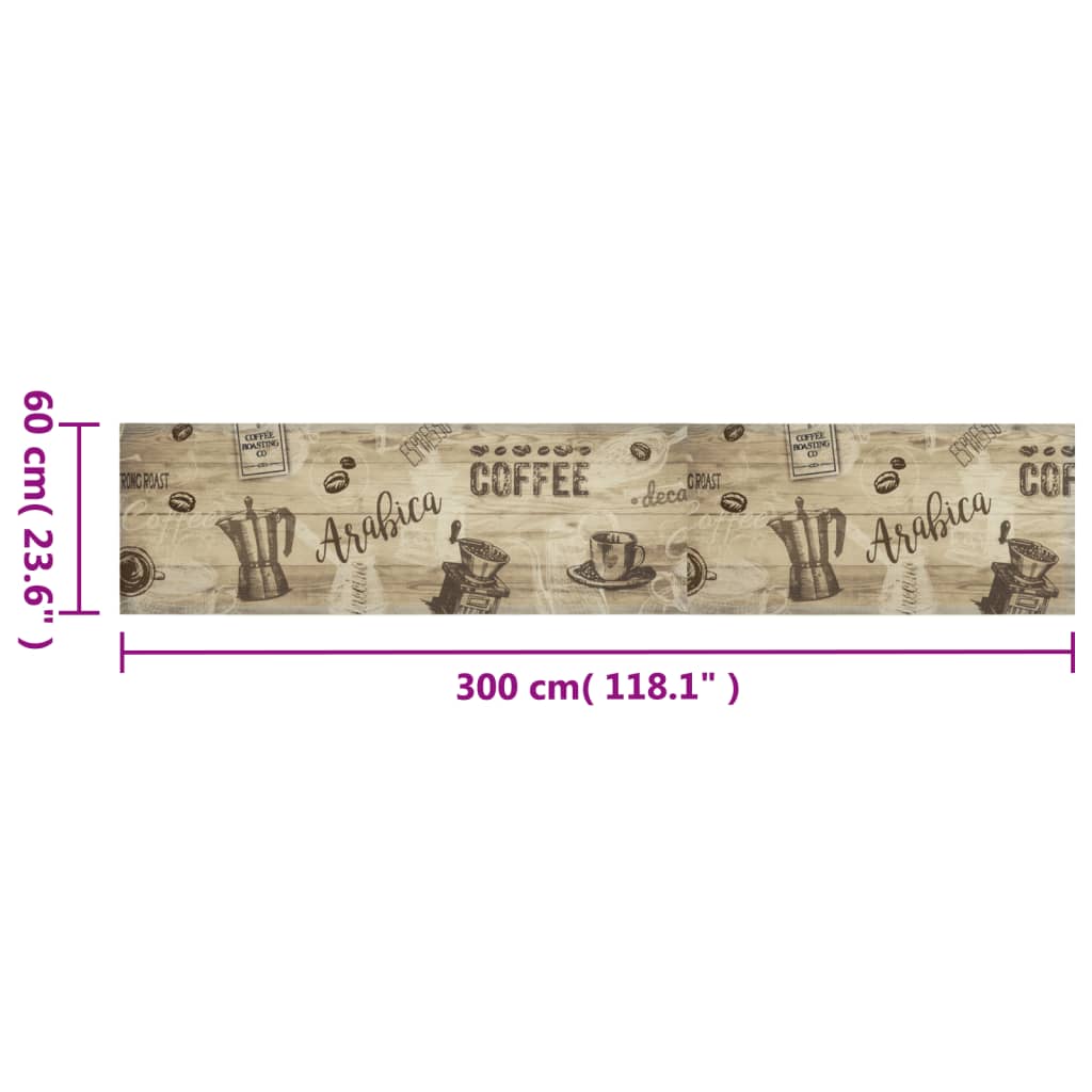vidaXL Covor de bucătărie lavabil Coffee, maro, 60x300 cm, catifea