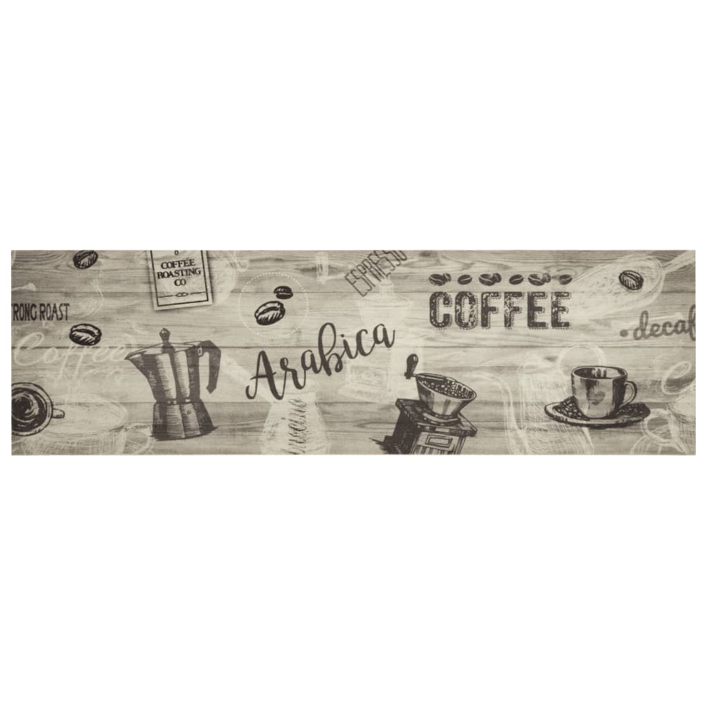 vidaXL Covor de bucătărie lavabil Coffee, gri, 45x150 cm, catifea vidaXL Covor de bucătărie lavabil Coffee, gri, 45x150 cm, catifea