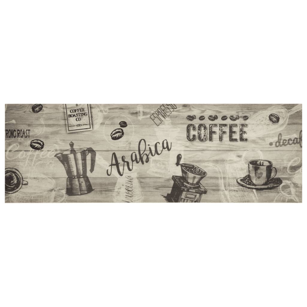 vidaXL Covor de bucătărie lavabil Coffee, gri, 60x180 cm, catifea vidaXL Covor de bucătărie lavabil Coffee, gri, 60x180 cm, catifea