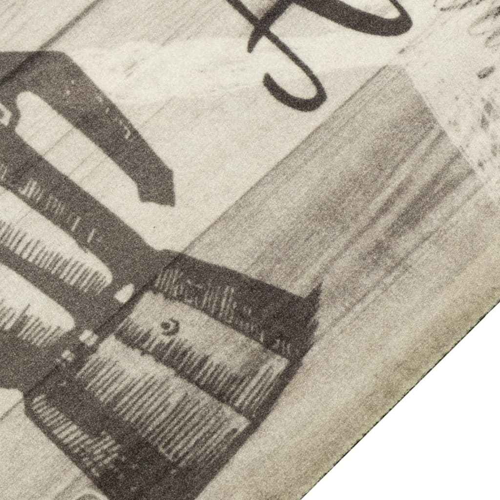 vidaXL Covor de bucătărie lavabil Coffee, gri, 60x300 cm, catifea