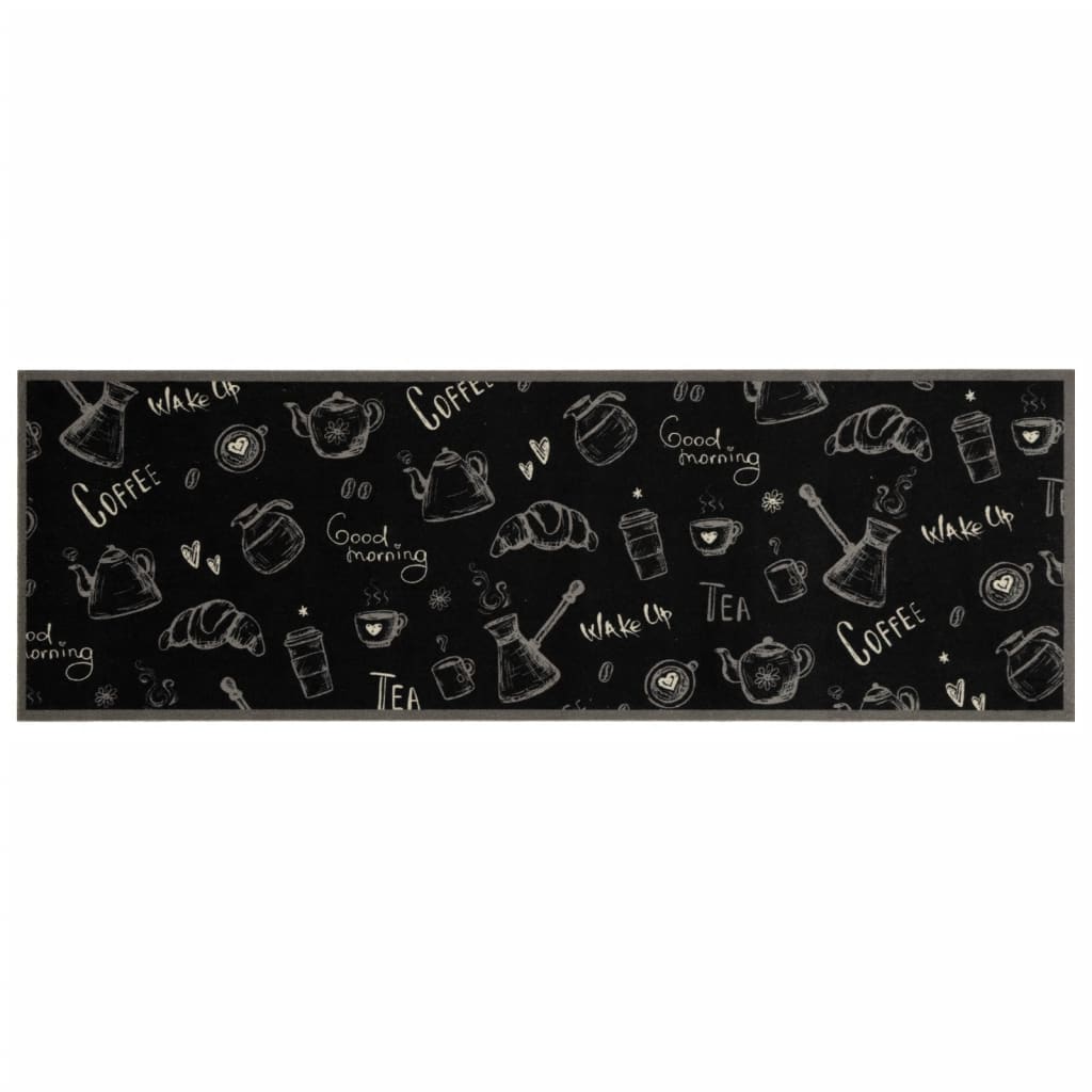 vidaXL Covor de bucătărie lavabil Morning, negru, 60x180 cm, catifea vidaXL Covor de bucătărie lavabil Morning, negru, 60x180 cm, catifea