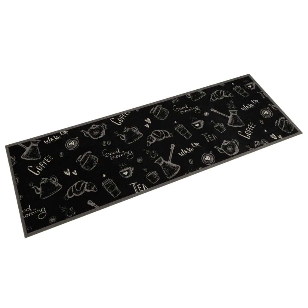 vidaXL Covor de bucătărie lavabil Morning, negru, 60x180 cm, catifea vidaXL Covor de bucătărie lavabil Morning, negru, 60x180 cm, catifea